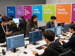 Teams collaborating at the Birmingham Innovate Alabama Hackathon focused on public safety innovation