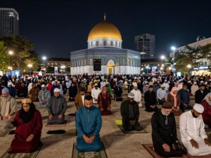 Community members in Birmingham observing Isra and Miraj