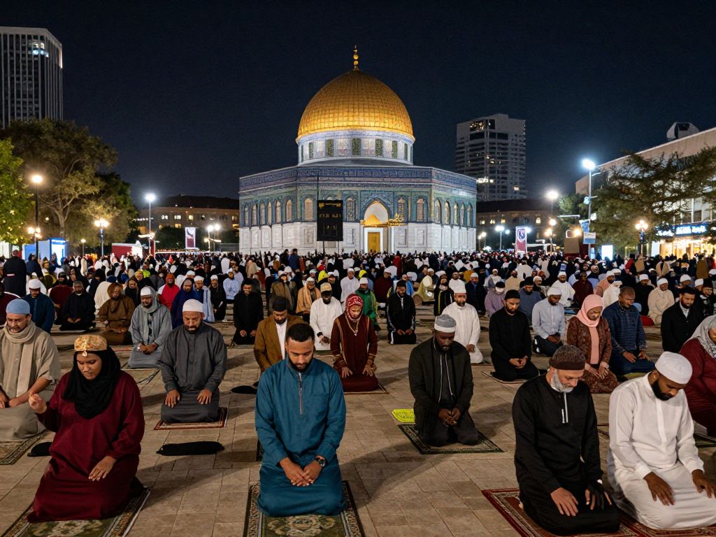 Community members in Birmingham observing Isra and Miraj