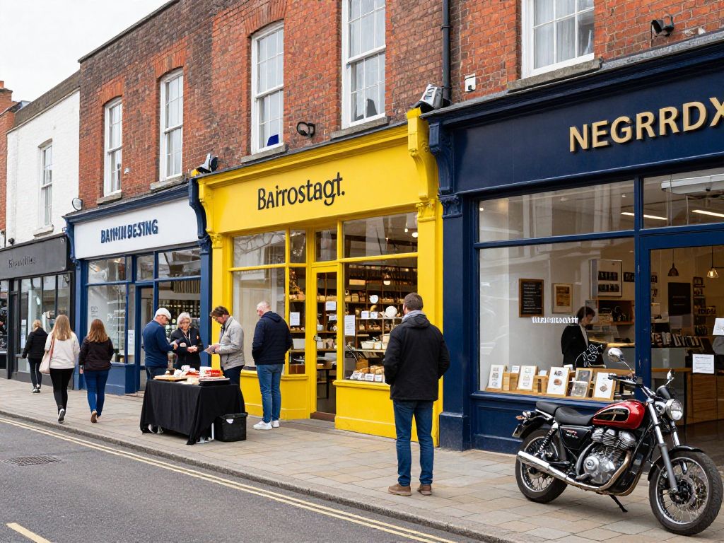 Street view of Birmingham highlighting local businesses and community engagement