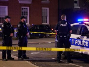 Police caution tape at a shooting scene in Birmingham