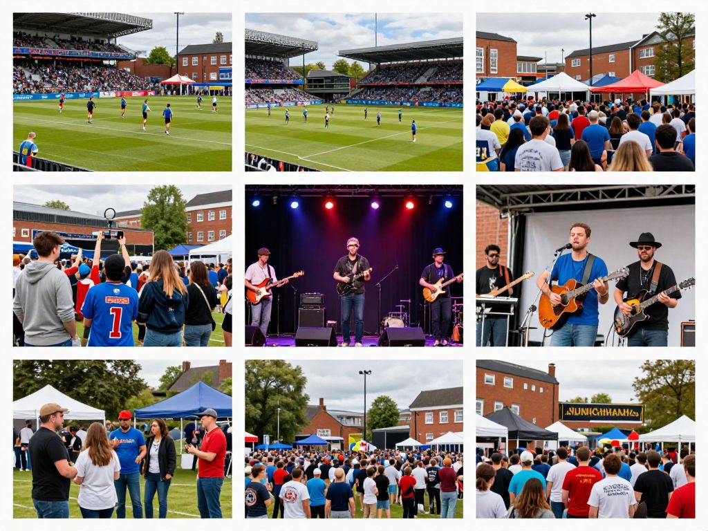 Collage of Birmingham weekend events including sports and concerts
