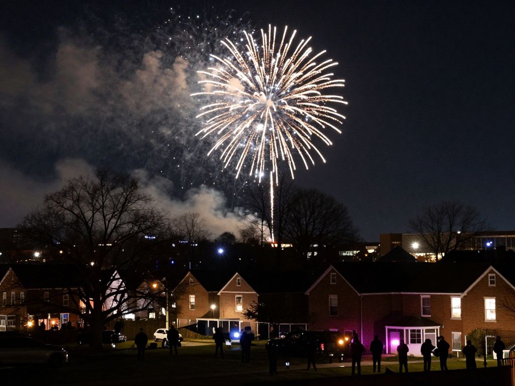 Nighttime celebration in Birmingham with concerns of gunfire