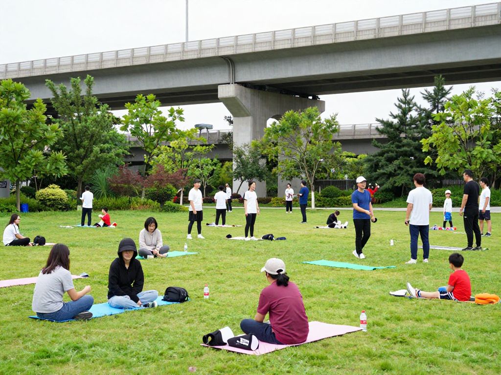 Community members enjoying various activities at City Walk BHAM park in Birmingham.