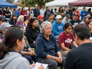 Neighbors gathering to support the grieving family in Samantha, Alabama after a tragic shooting.