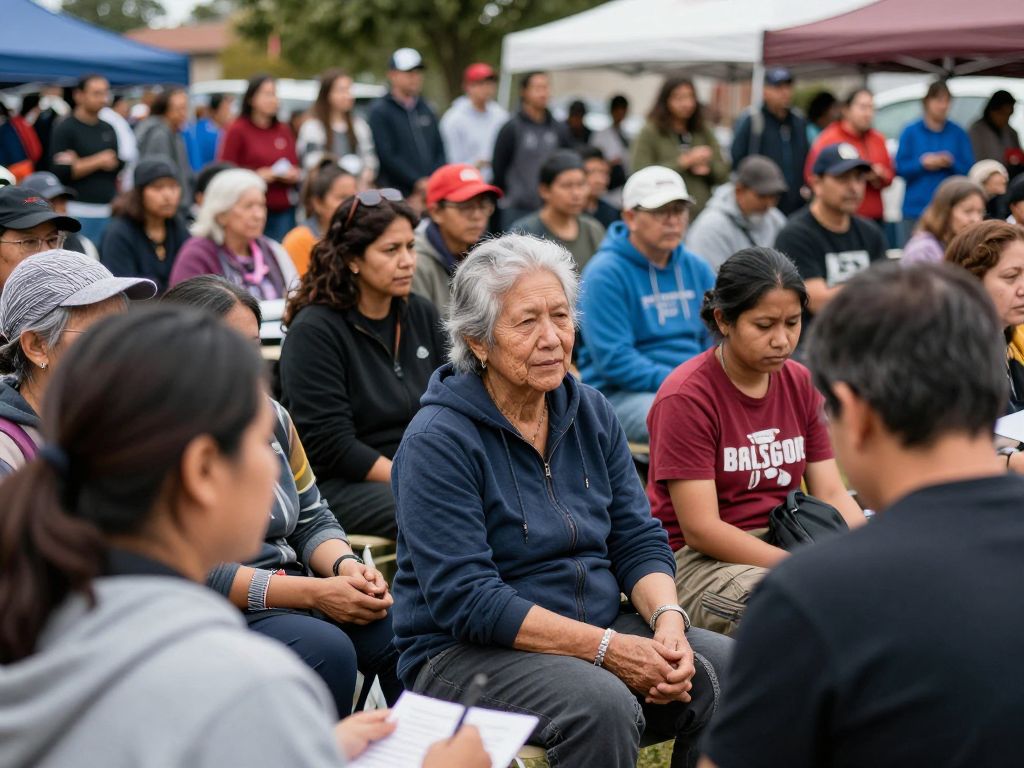 Neighbors gathering to support the grieving family in Samantha, Alabama after a tragic shooting.