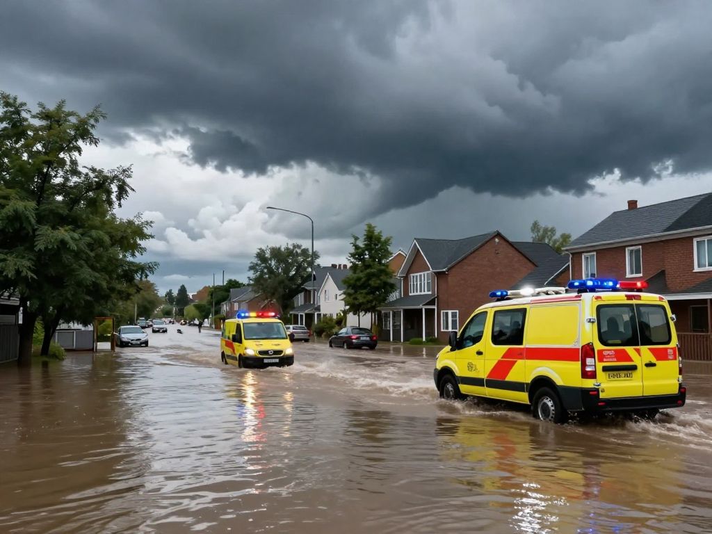Flooded streets in Central Alabama causing hazardous conditions.