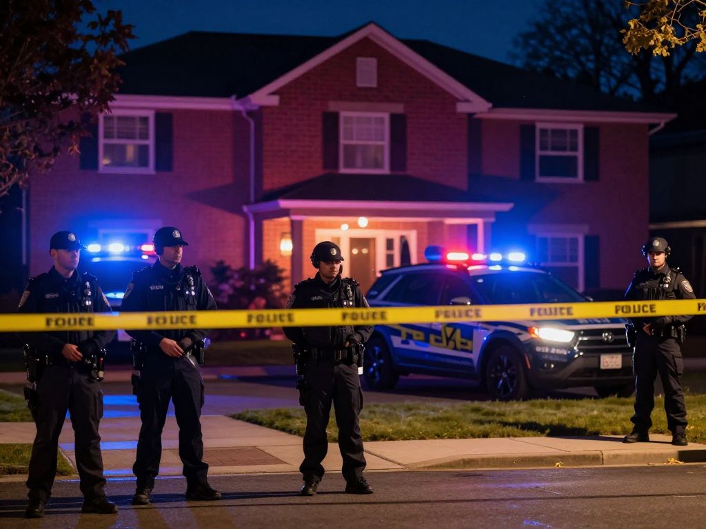 Police investigation scene outside a home in Mobile Alabama