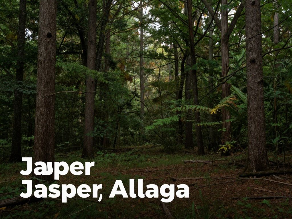 Wooded area where missing child was found in Jasper, Alabama