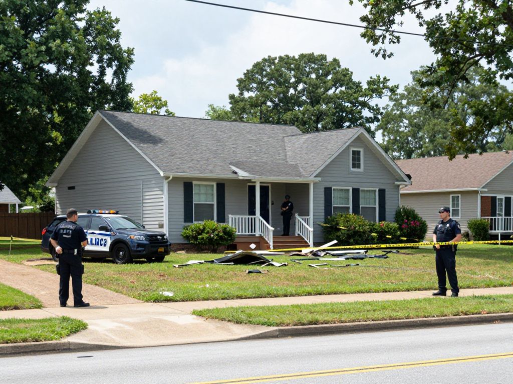 Police investigating a shooting scene in a residential area of Sylacauga.