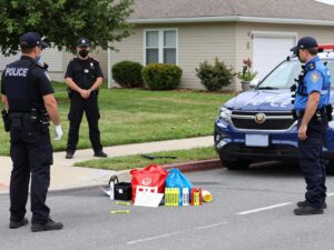 Investigation scene with police markers in Tuscaloosa