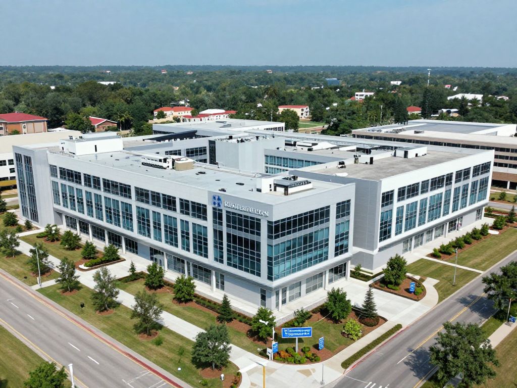 Aerial view of UAB Health System's new healthcare facilities in Birmingham.