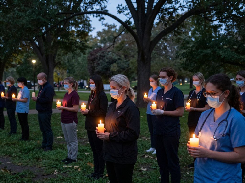 Community members holding candles during a vigil for nurse Alex Pretti