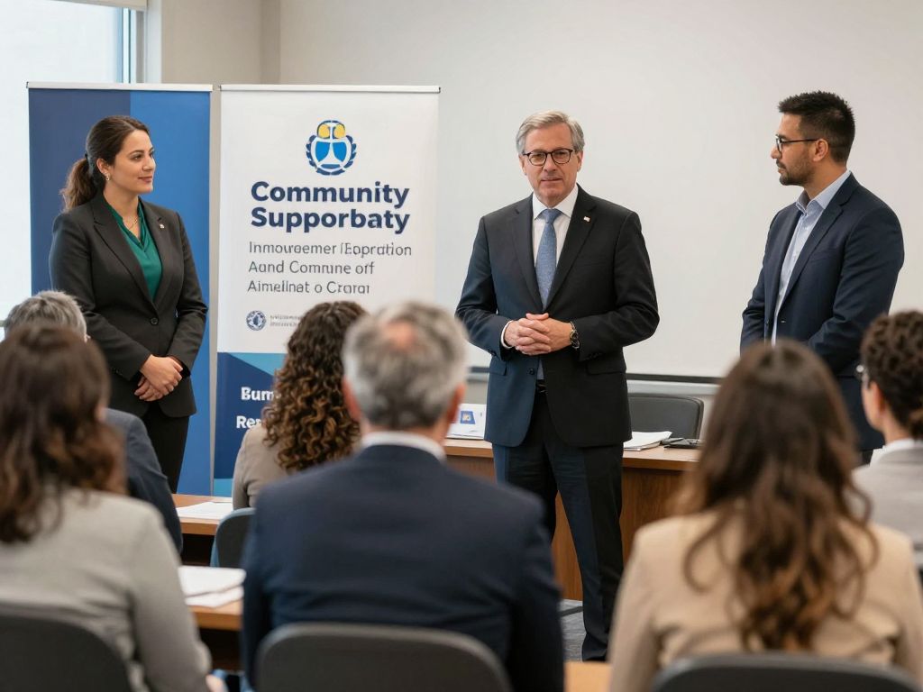 Community members engaging with officials at Windrush support event