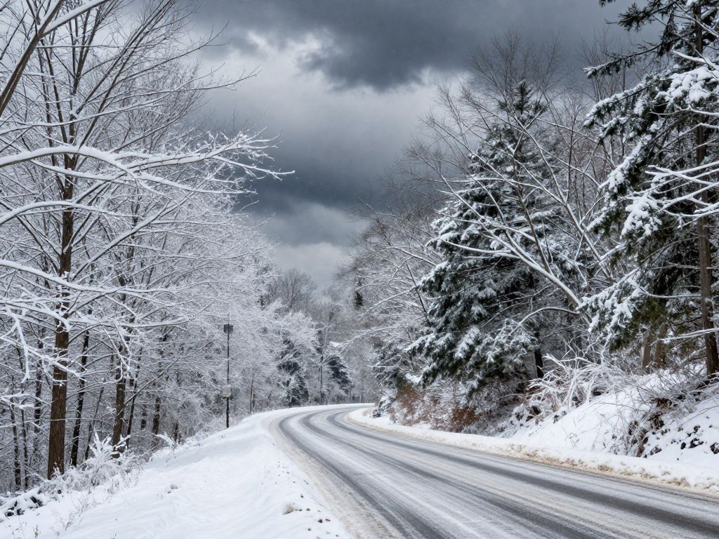 Icy winter landscape in Alabama due to severe winter storm