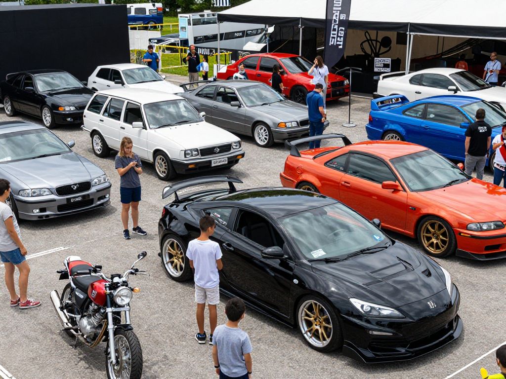 A showcase of custom vehicles at the World of Wheels in Birmingham.