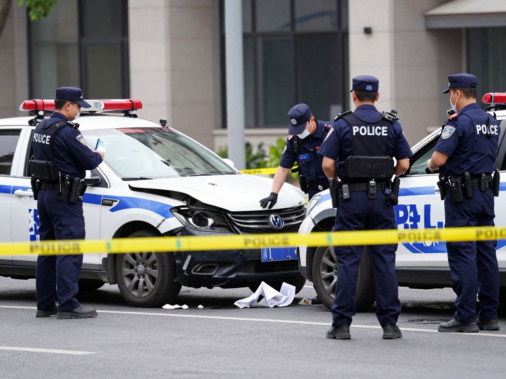 Police investigation at a crashed vehicle in Birmingham's Ensley community