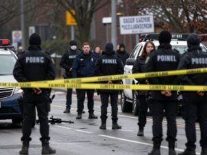 Community scene reflecting the awareness of violence and safety after a shooting incident