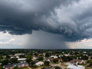 Stormy skies over Birmingham, Alabama amidst tornado warnings