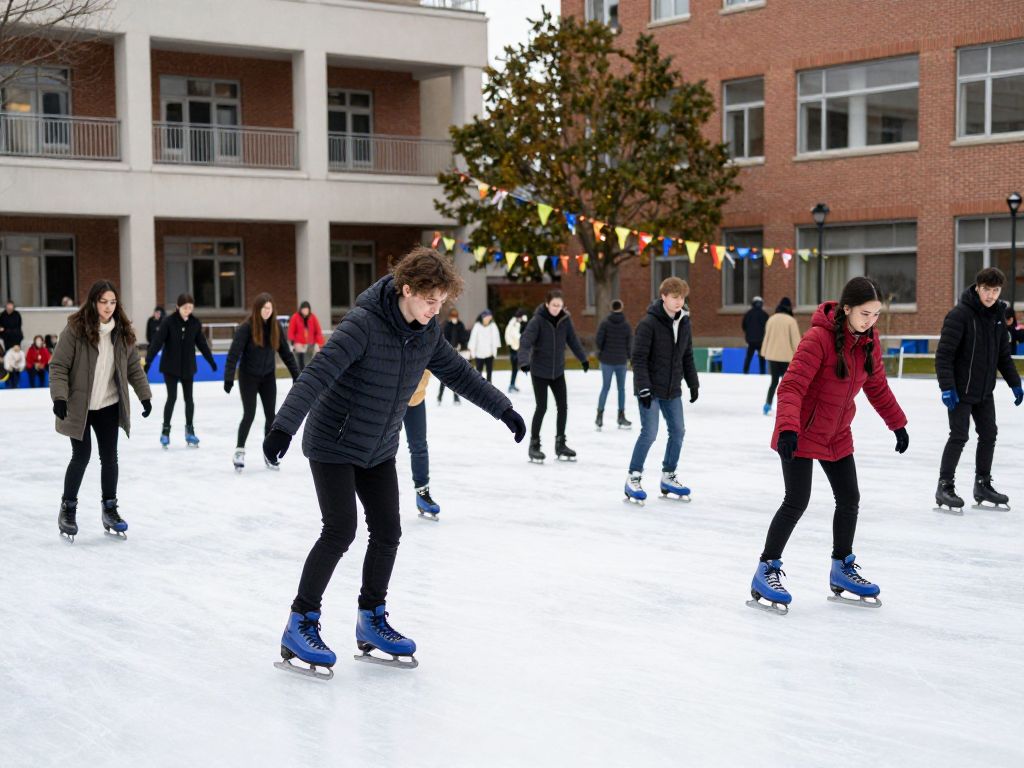 Students enjoying iceless skating at the Blazers on Ice event.